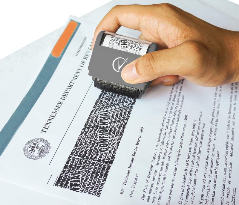 Vantamo Identity Theft Protection Roller Stamp for Hiding Sensitive Information, Wide Confidential Stamp with 6 Ink Refill, Security Stamp Roller for Identity Theft Prevention, Classy Gray - Image 4